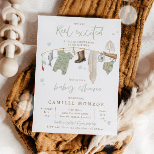 Invitation Baby shower garçon excité de rouleaux de pêche