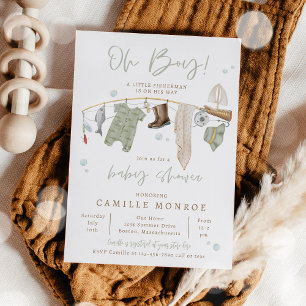 Invitation Baby shower garçon excité de rouleaux de pêche