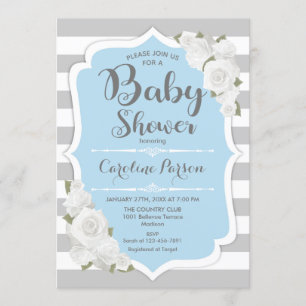 Invitation Baby shower garçon - gris bleu
