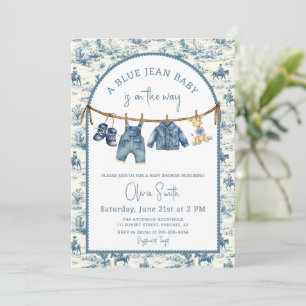 Invitation Baby Shower Garçon Jean Bleu