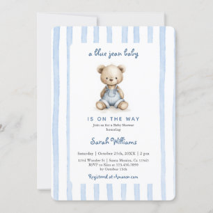 Invitation Baby Shower Garçon Jean Bleu
