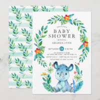 Baby shower garçon Jungle Blue Rhinoceros