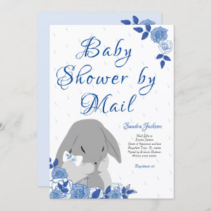 Invitation Baby shower garçon lapin lapin Rose bleu