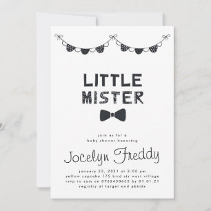 Invitation Baby shower Garçon Little Mister noir & blanc