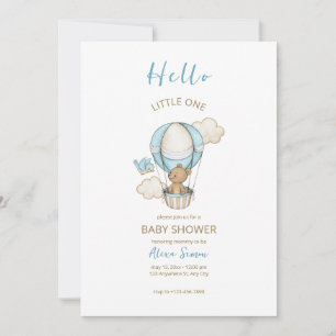 Invitation Baby Shower Garçon Mignon Bleu Or