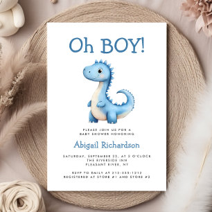 Invitation Baby Shower Garçon Mignon Dinosaure Bleu