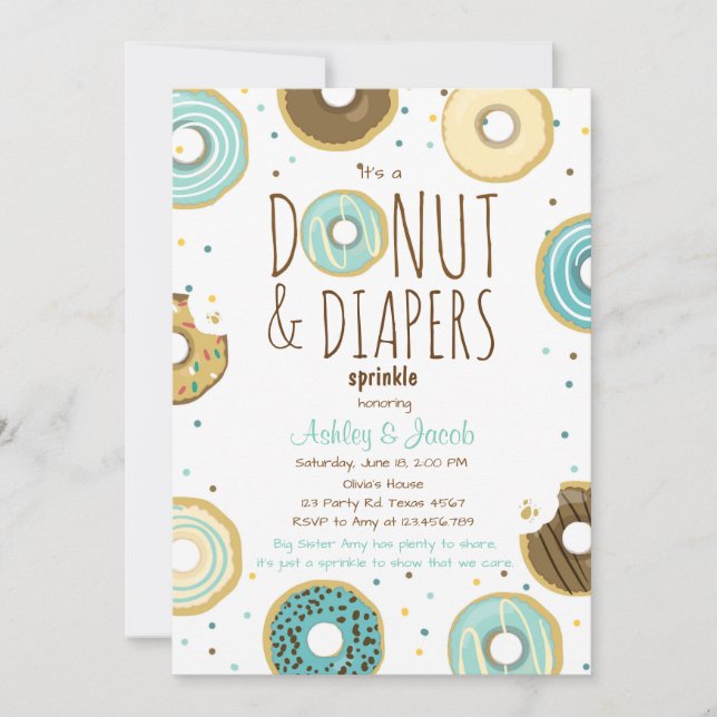 Invitation Baby shower Garçon Mixte Donut et Couch (Devant)