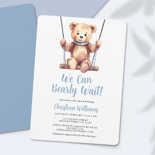 Invitation Baby shower Garçon Ours Bleu