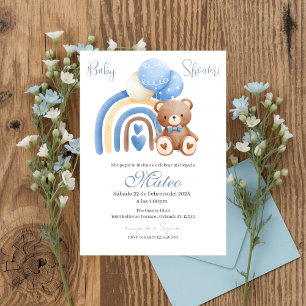 Invitation Baby Shower garçon ours bleu espagnol