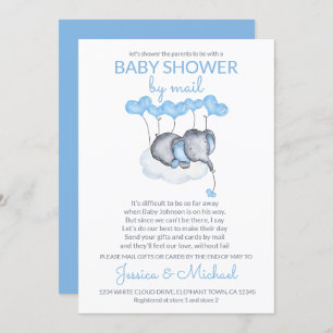 Invitation Baby shower garçon par Mail Blue Elephant sur Clou