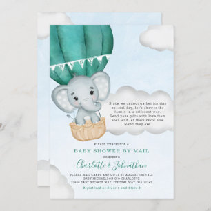 Invitation Baby shower Garçon Par Mail Elephant Turquoise