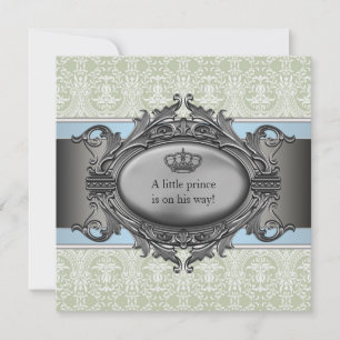 Invitation Baby shower Garçon Petit Prince de la Couronne Dam
