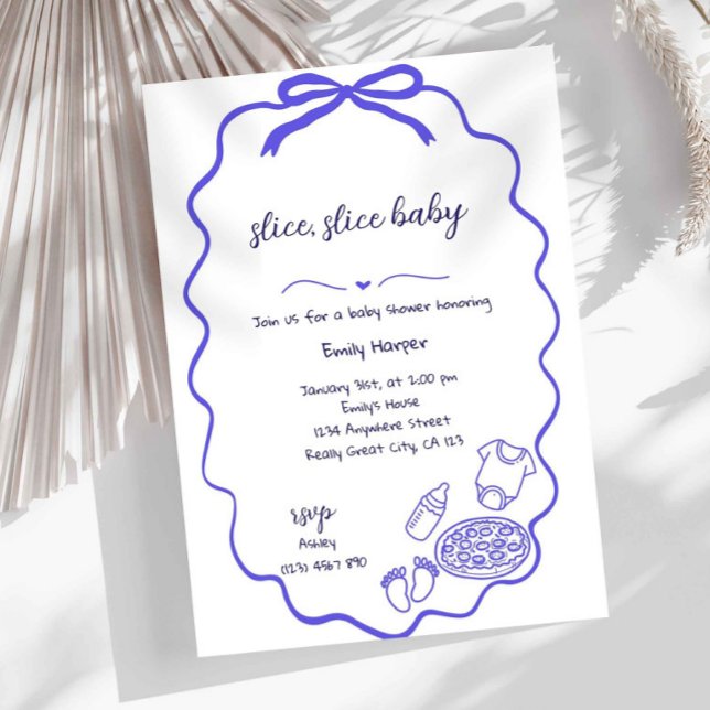 Invitation Baby Shower Garçon Pizza Dessinée à la  (Créateur téléchargé)