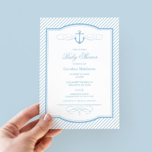 Invitation Baby Shower Garçon Prépa Côté Mer Bleu Ciel