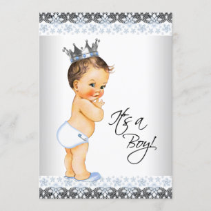 Invitation Baby Shower Garçon Prince Vintage