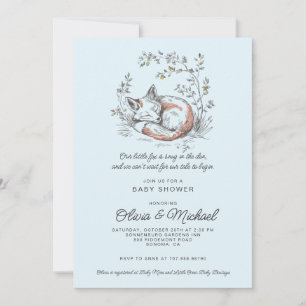 Invitation Baby Shower Garçon Renard Mignon Bleu