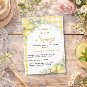 Invitation Baby shower garçon ruban bleu vichy citron