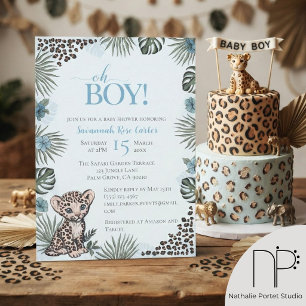 Invitation Baby Shower Garçon Safari Léopard Mignon