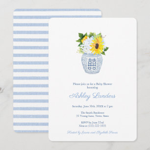 Invitation Baby shower garçon Smart Ginger Jar Sunflowers