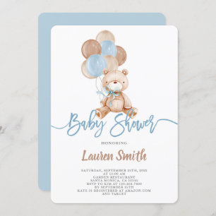 Invitation Baby shower Garçon Teddy Bear
