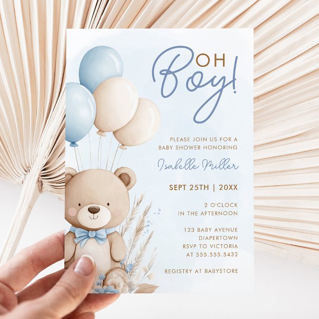Invitation Baby shower Garçon Teddy Bear (Créateur téléchargé)