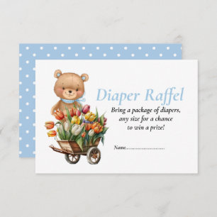 Invitation Baby shower garçon Teddy Rustique Flora Diaper Raf