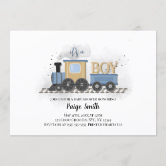 Invitation Baby shower garçon | Train | C'est un g