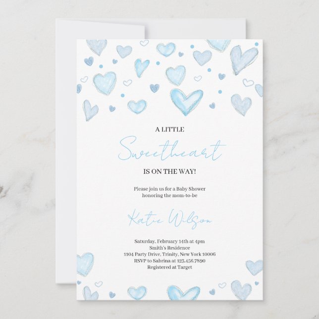 Invitation Baby shower Garçon Valentine (Devant)