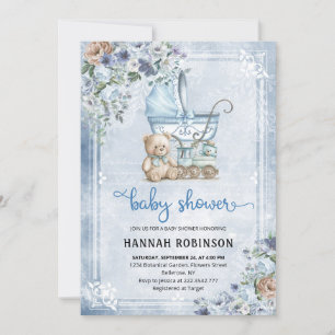 Invitation Baby shower Garçon vintage
