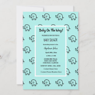 Invitation Baby shower Garçons Filles Eléphant Motif mignonne