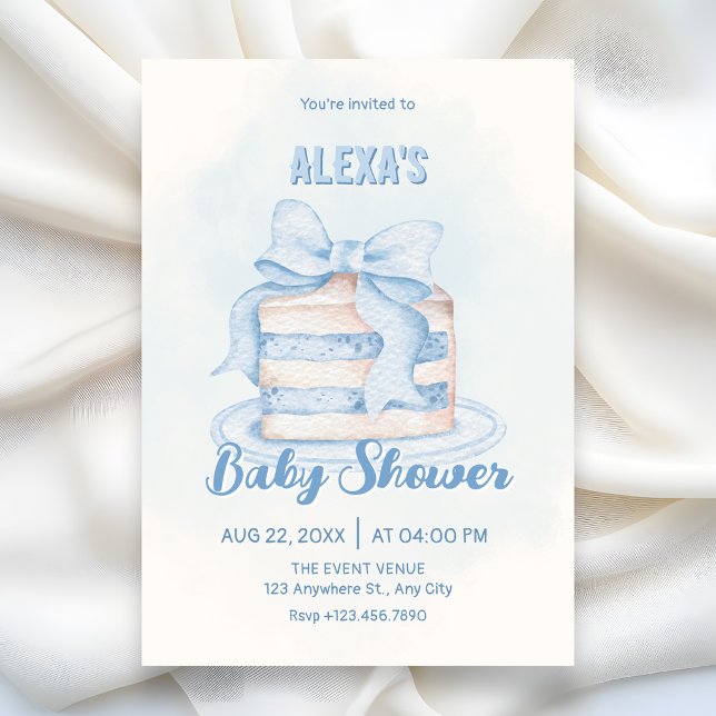 Invitation Baby shower gâteau mignon bleu (Créateur téléchargé)