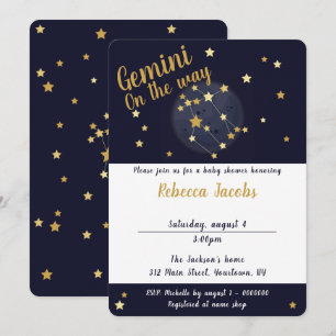 Invitation Baby shower Gemini zodiac