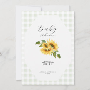 Invitation Baby shower Générique En vichy tournesol