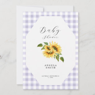 Invitation Baby shower Générique En vichy tournesol Lavender