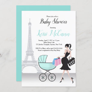 Invitation Baby shower générique Tour Eiffel Paris
