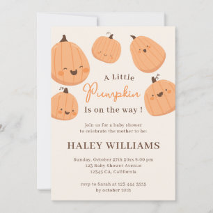 Invitation Baby Shower Genre Neutre Automne Citrouille Mignon