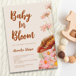 Invitation Baby shower genre neutre Fleur sauvage Automne