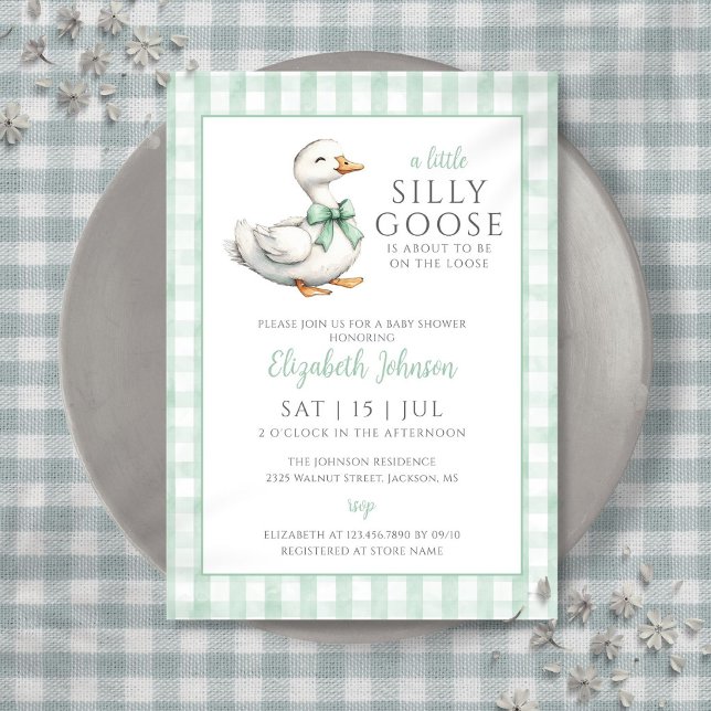 Invitation Baby Shower Genre Neutre Petite Oie Drôle  (Little Silly Goose Gender Neutral Baby Shower Invitation)