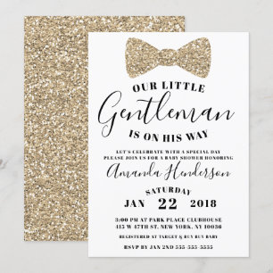 Invitation Baby shower gentilhomme, Faux Gold