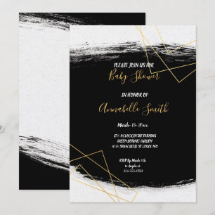 Invitation Baby shower Geome Black & Gold