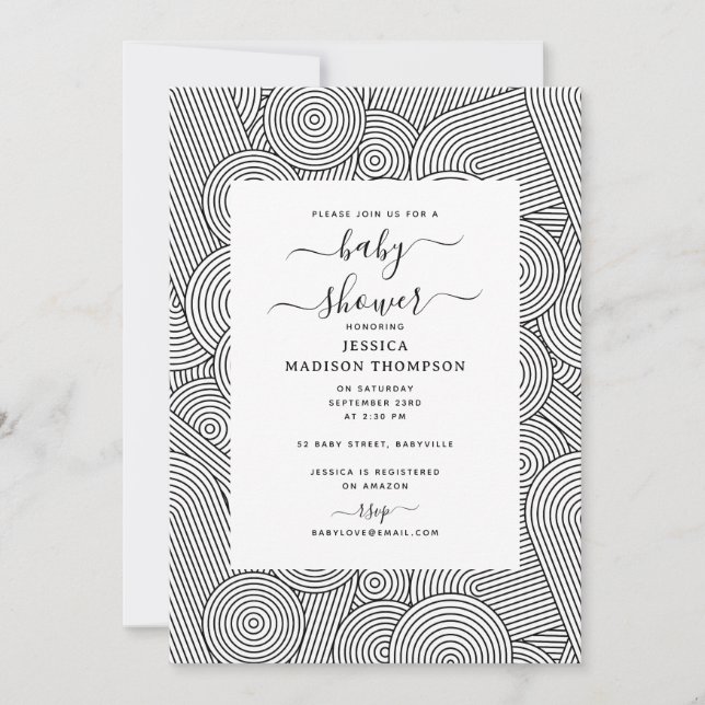 Invitation Baby-Shower géométrique à arche de style moderne d (Devant)