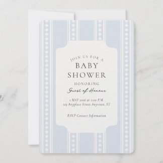 Invitation Baby-Shower Géométrique à Rayures Ogee Vintage