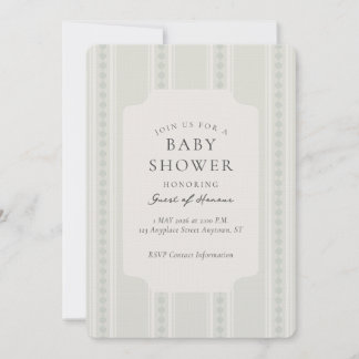Invitation Baby-Shower Géométrique à Rayures Ogee Vintage