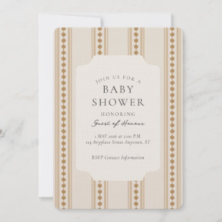 Invitation Baby-Shower Géométrique à Rayures Ogee Vintage