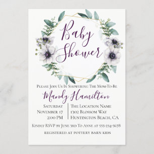 Invitation Baby shower géométrique de l'éucalyptus