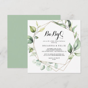 Invitation Baby shower Géométrique Elegant Gold BabyQ Barbecu