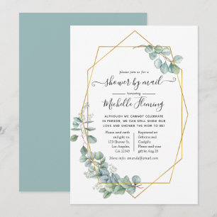 Invitation Baby-Shower Géométrique Eucalyptus par courrier