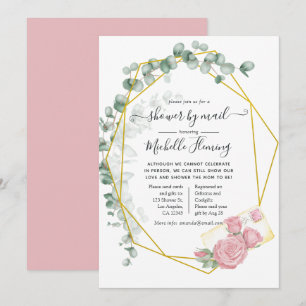 Invitation Baby Shower Géométrique Eucalyptus par la Poste