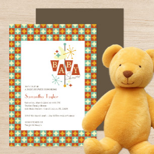 Invitation Baby shower géométrique moderne du milieu du siècl