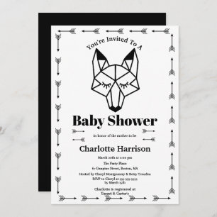 Invitation Baby shower géométrique moderne Fox & Flèche